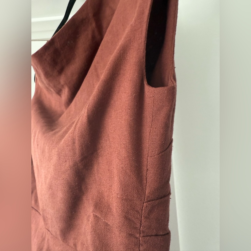 NWT Park & Fifth Linen Blend Brown Asymmetrical Midi Dress - Picture 7 of 15